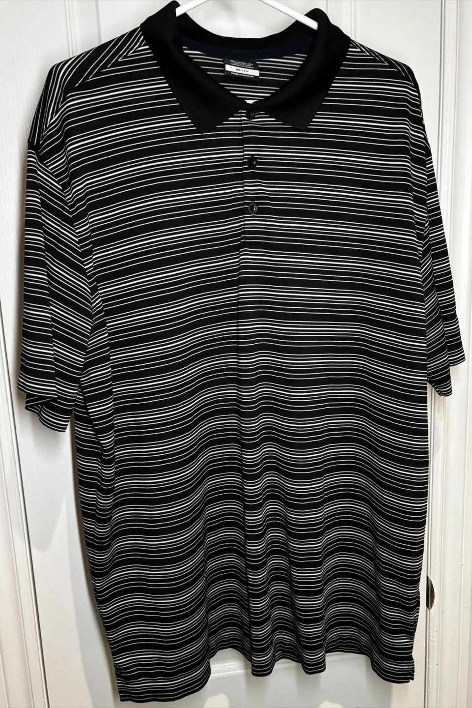 Nike Golf Dri Fit Polo Shirt Black Stripe Size XXL thumbnail