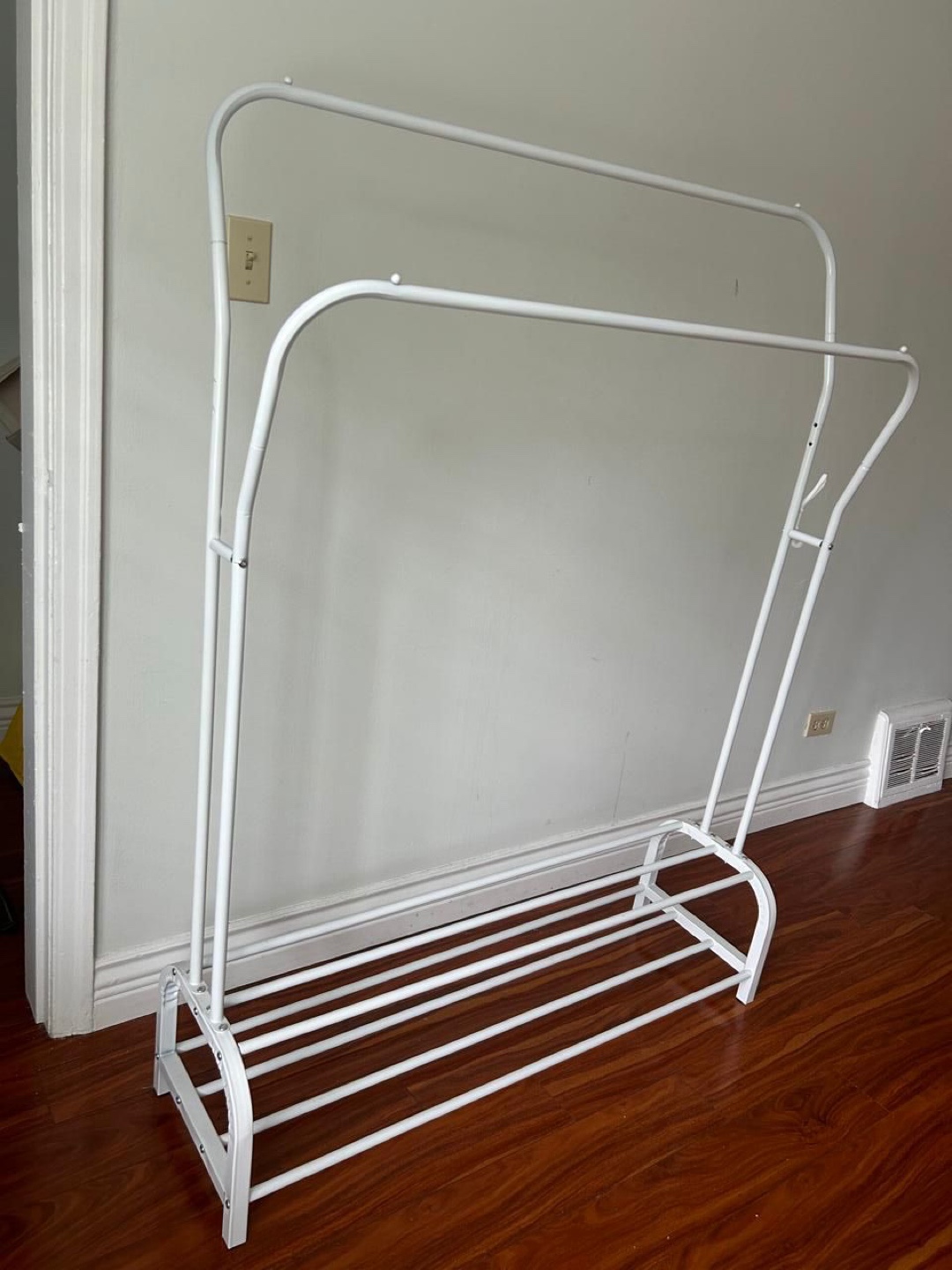 White Metal Clothes Rack with Shoe Shelf - photo 3