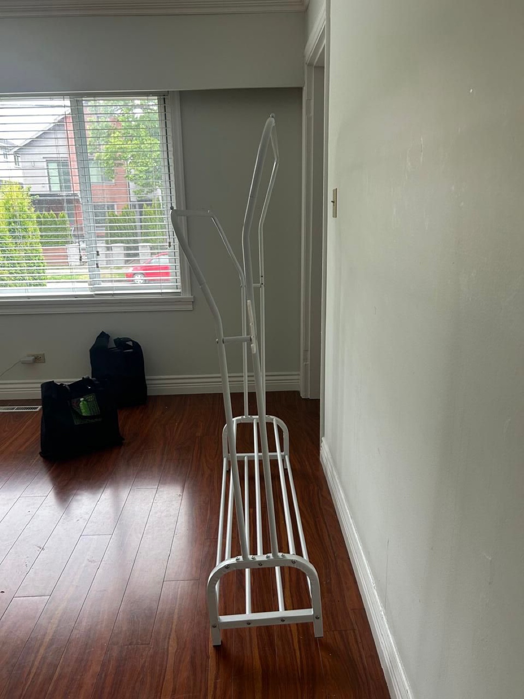 White Metal Clothes Rack with Shoe Shelf - photo 4