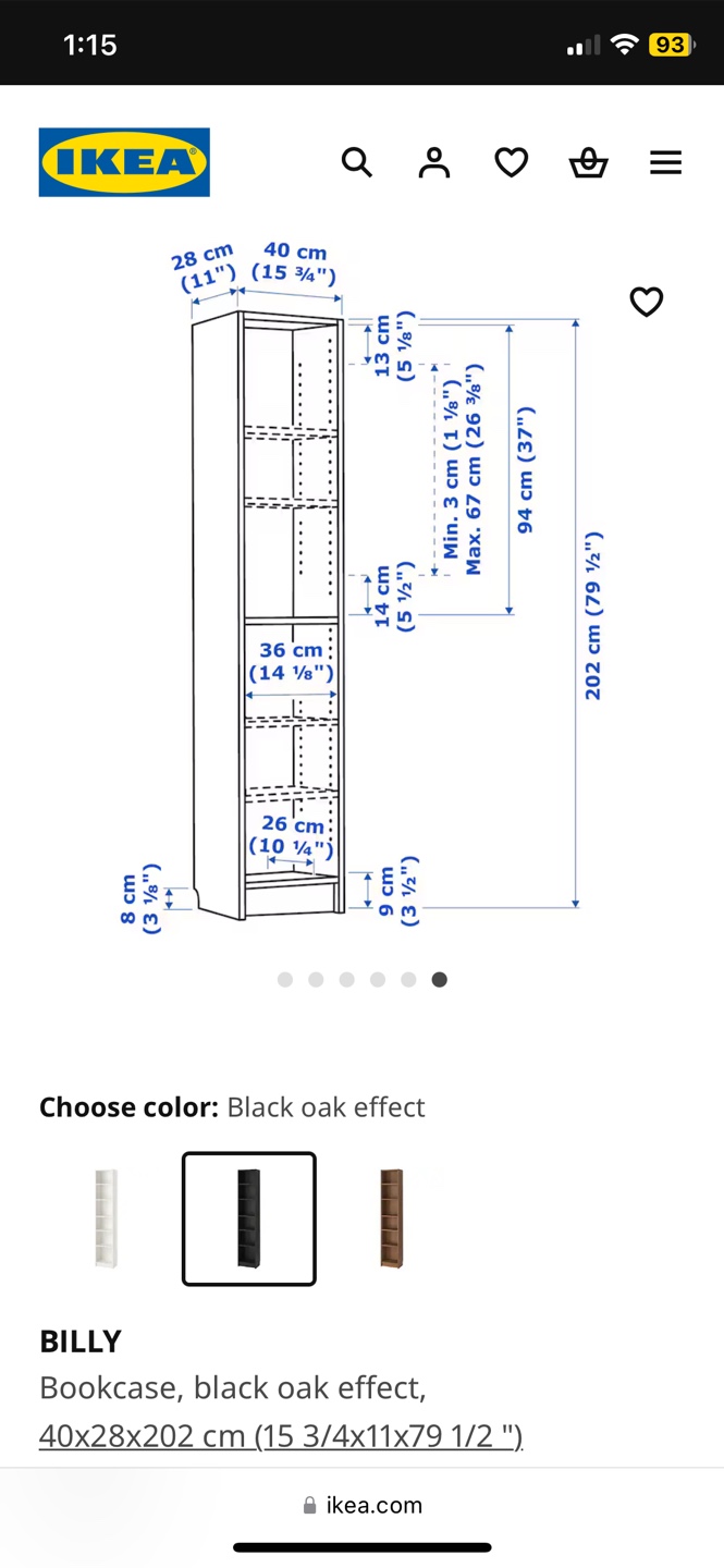 IKEA BILLY Bookcase - Black Oak Effect - photo 3