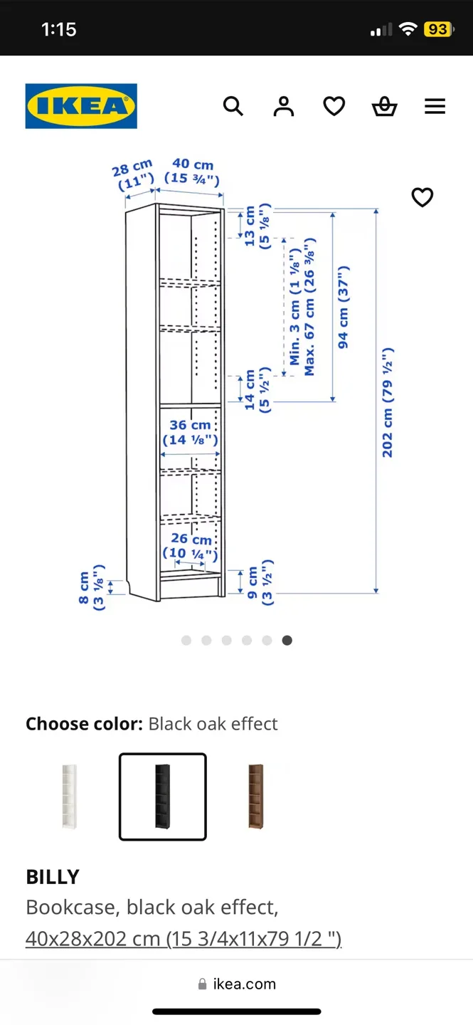 IKEA BILLY Bookcase - Black Oak Effect image indicator(3)