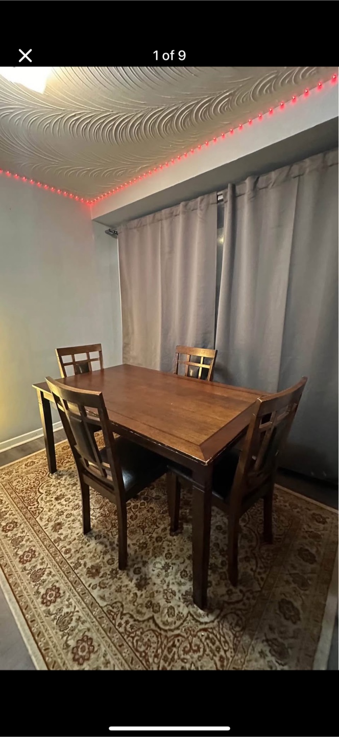 The Brick Dark Wood Dining Table  & Chairs