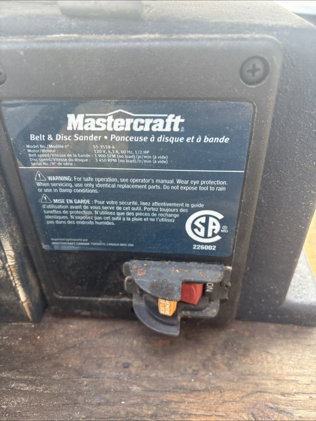 Mastercraft Belt & Disc Sander with Stand - photo 3