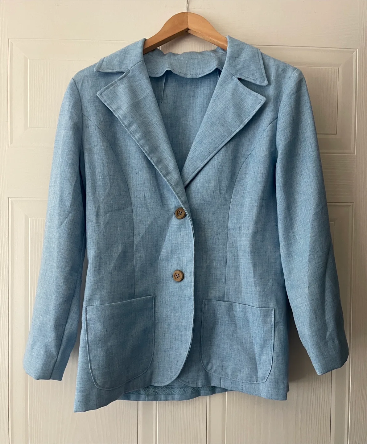 Vintage Handmade Light Blue Periwinkle Blazer size M thumbnail