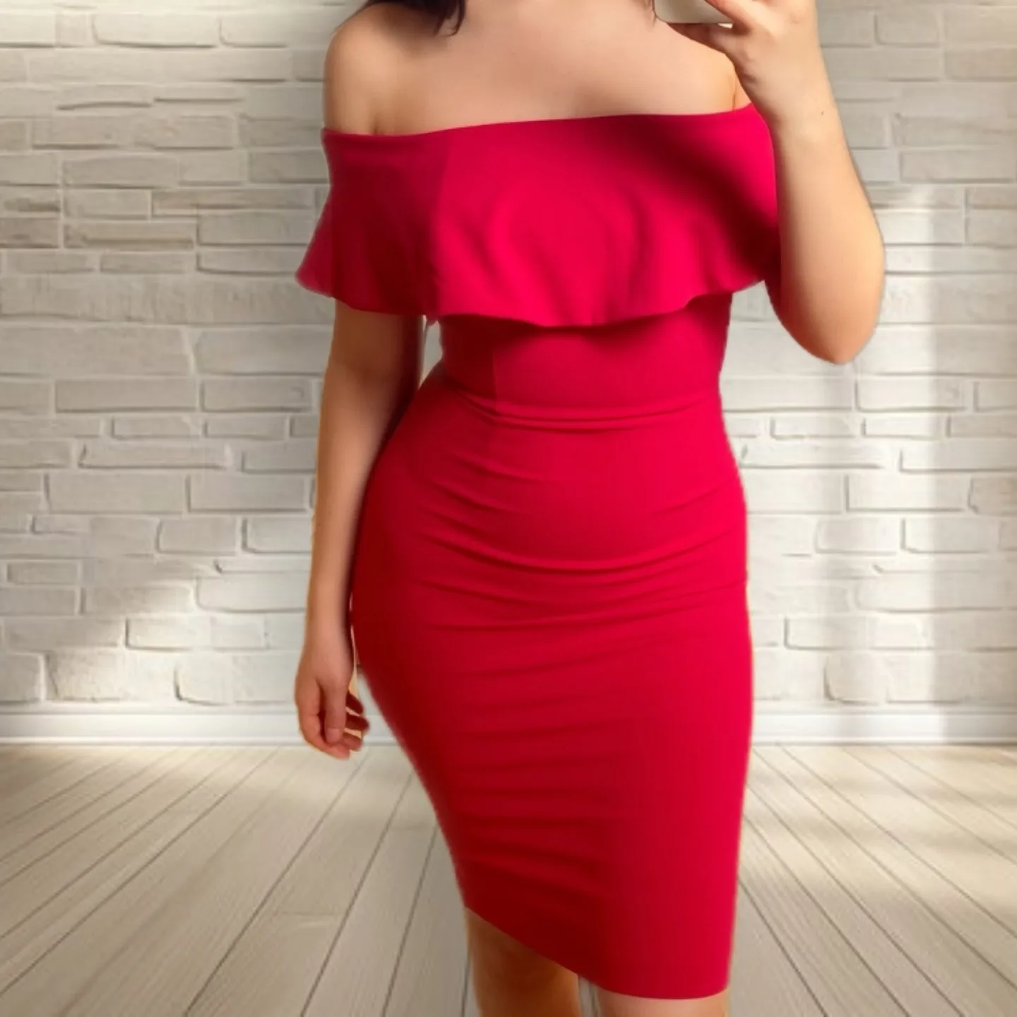 Dynamite - XS Red Off Shoulder Dress thumbnail