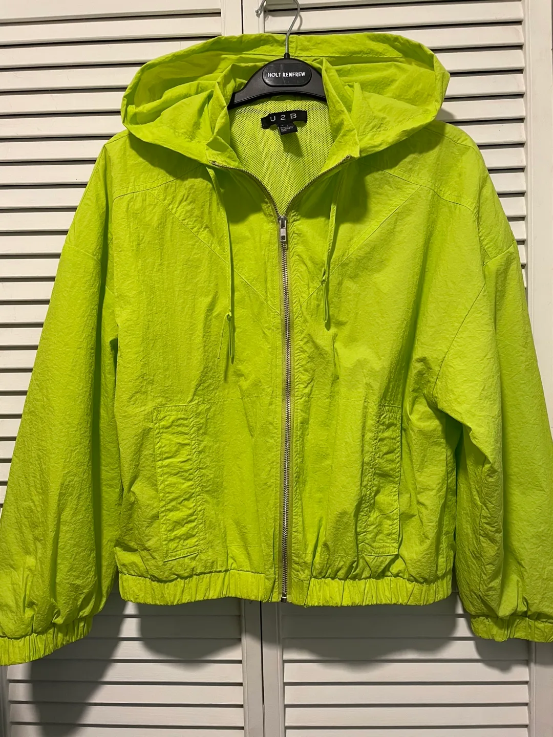 Lime Green Hooded Light Jacket - Size Small thumbnail