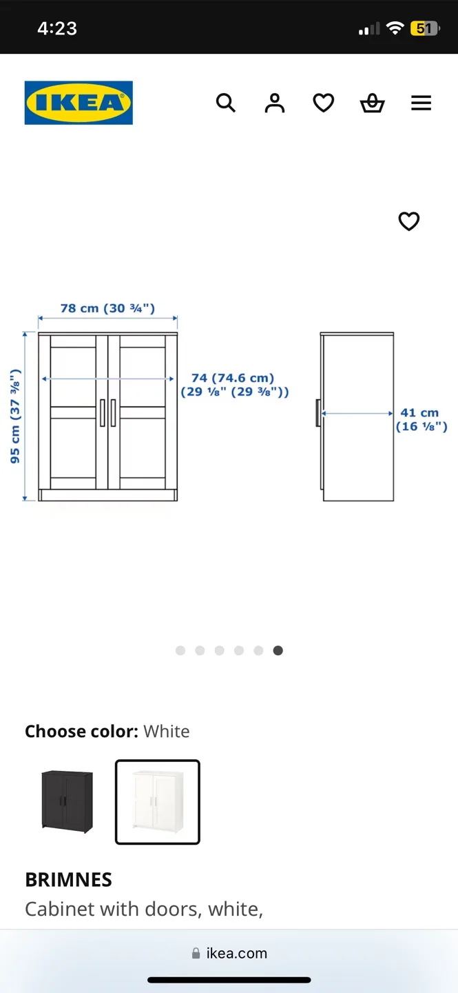 IKEA BRIMNES White Cabinet with Doors image indicator(6)