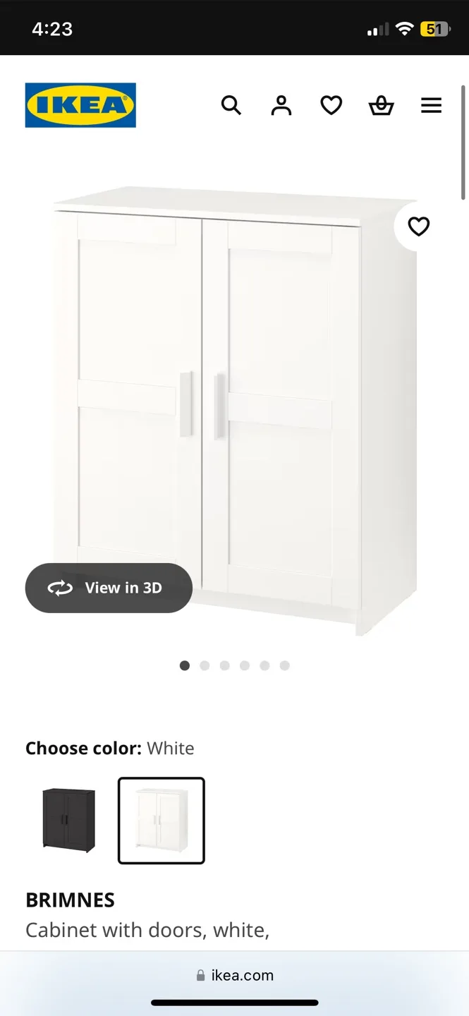 IKEA BRIMNES White Cabinet with Doors image indicator(5)
