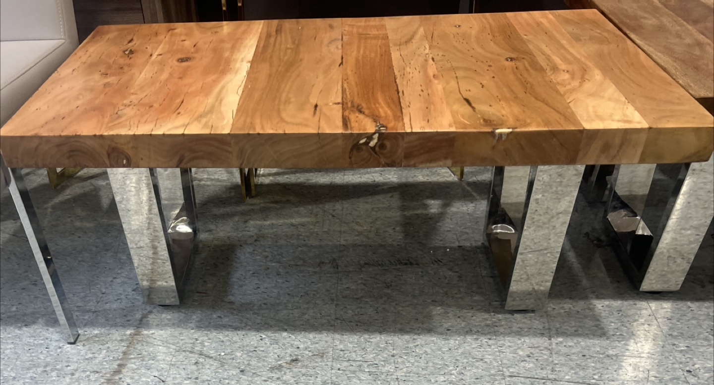 Modern Mango Wood Coffee Table with Chrome Legs - photo 2