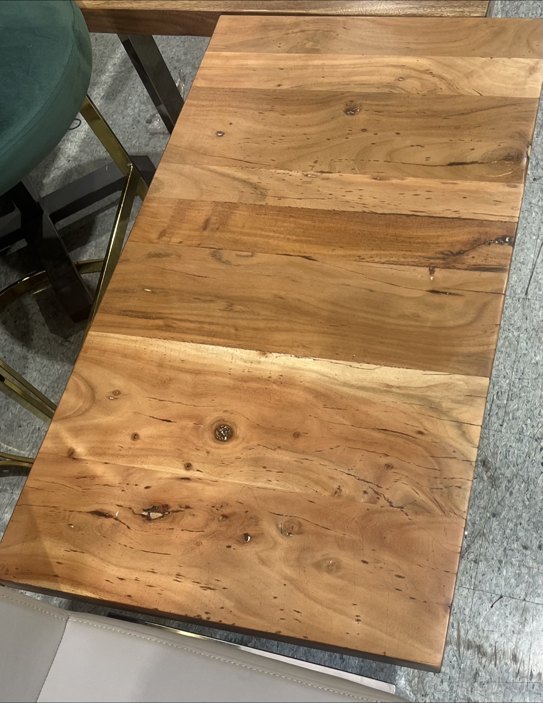 Modern Mango Wood Coffee Table with Chrome Legs
