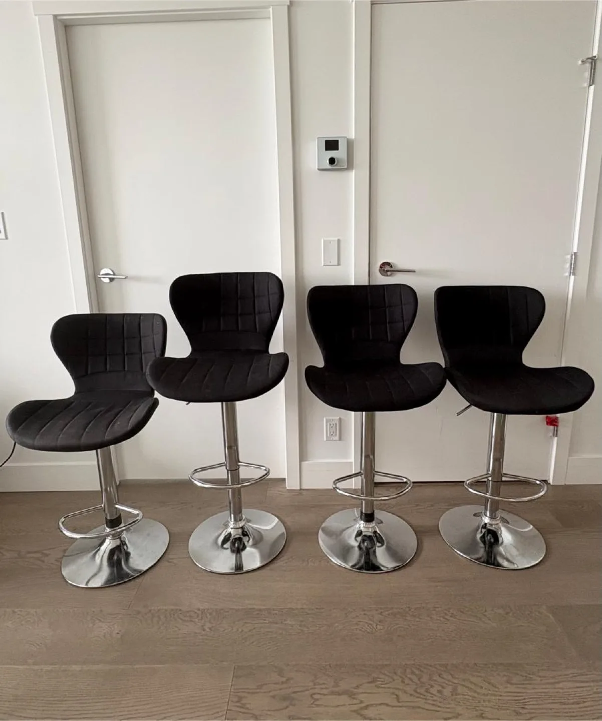 Set of Four Black Adjustable Bar Stools thumbnail