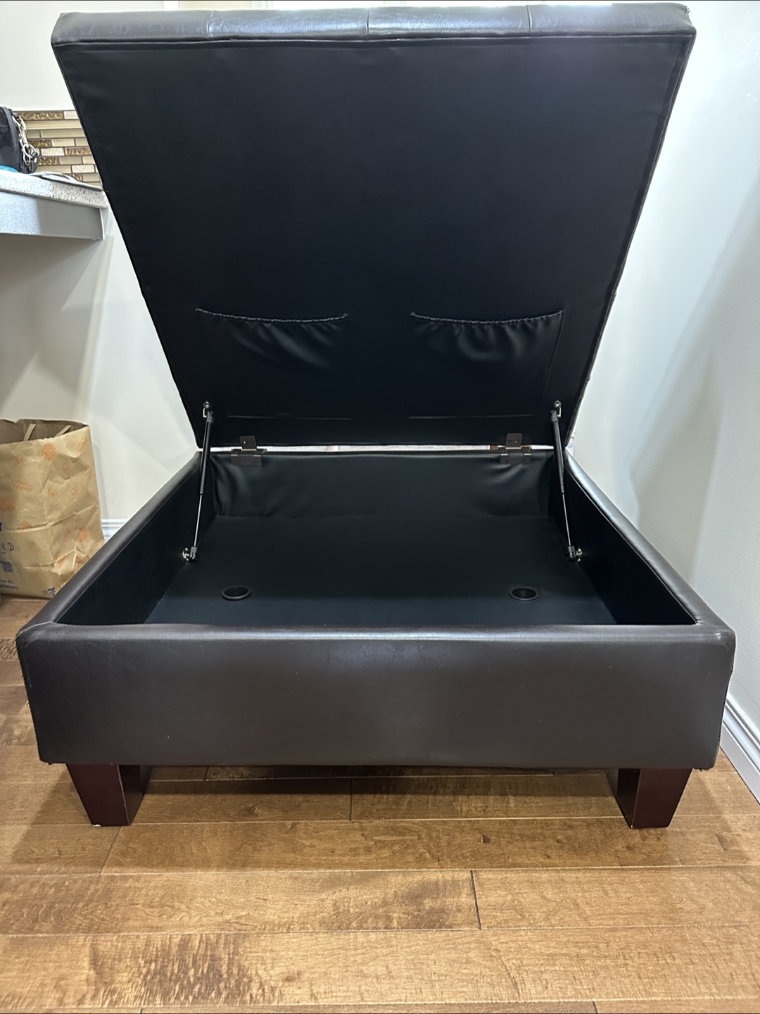 Faux Leather Storage Ottoman – Functional w/ Wear - photo 3