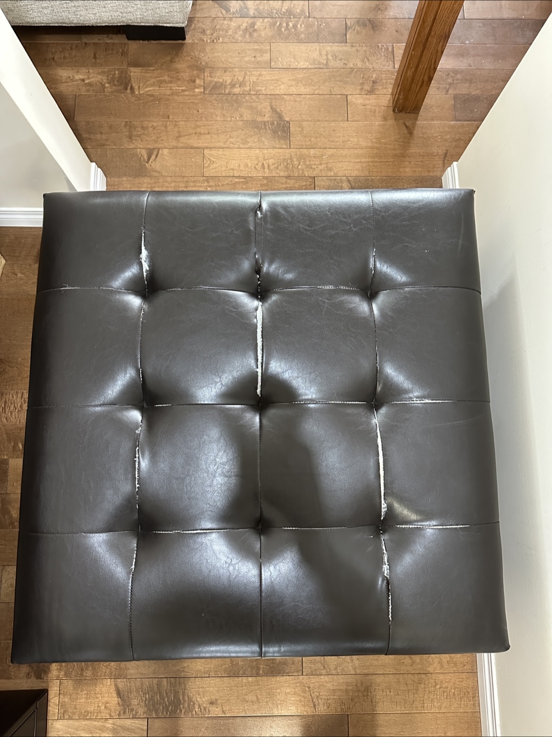 Faux Leather Storage Ottoman – Functional w/ Wear