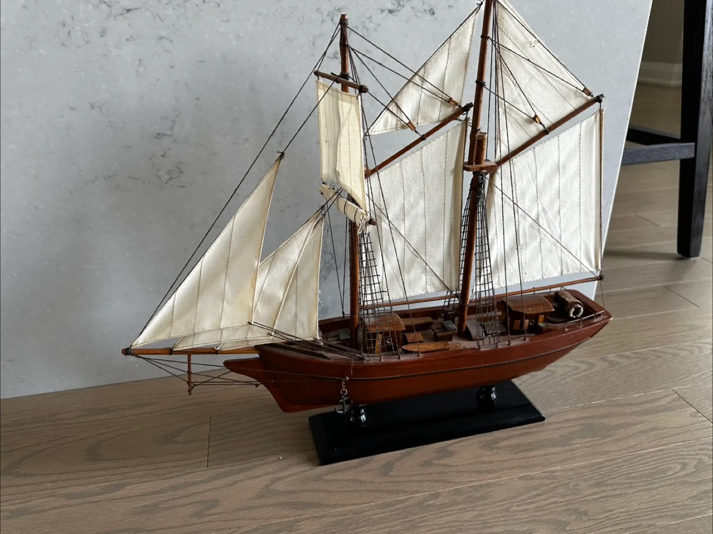 Vintage Wooden Schooner Ship Model image indicator(2)