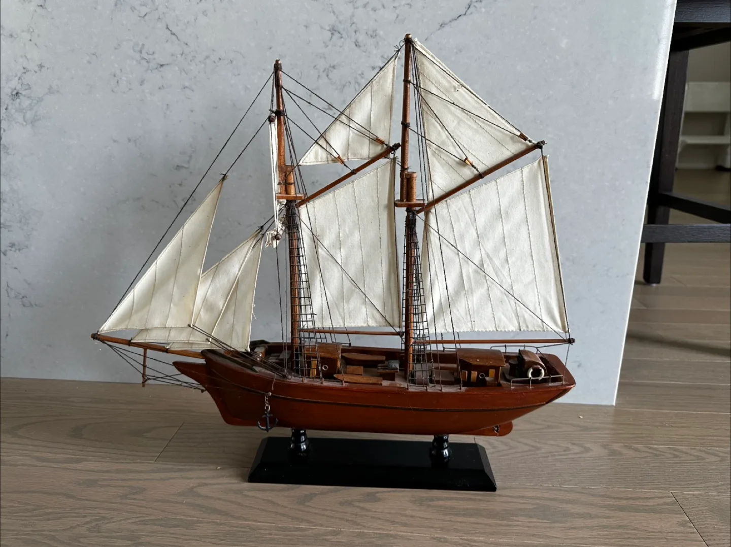 Vintage Wooden Schooner Ship Model thumbnail