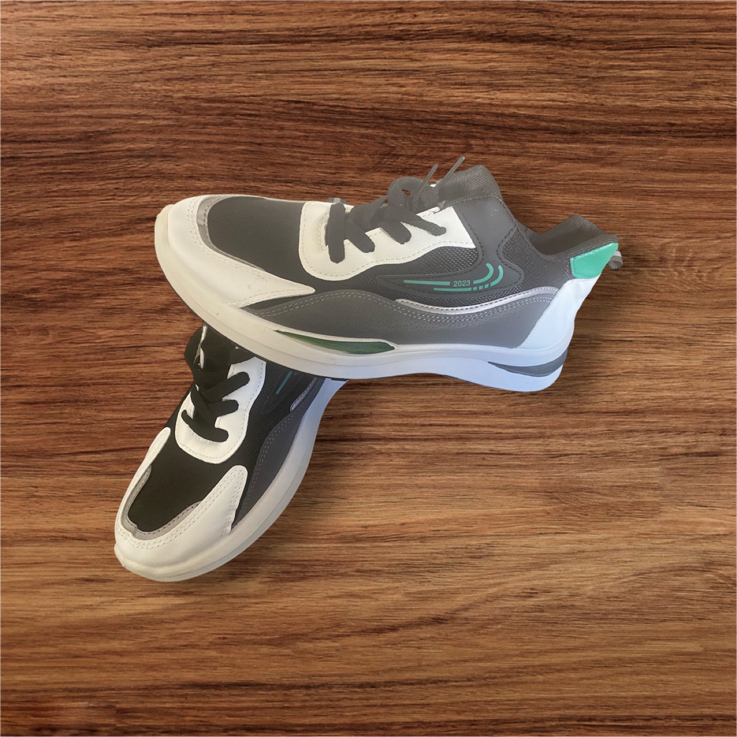 Pair of Grey and Black Sneakers - Size 8 - photo 2