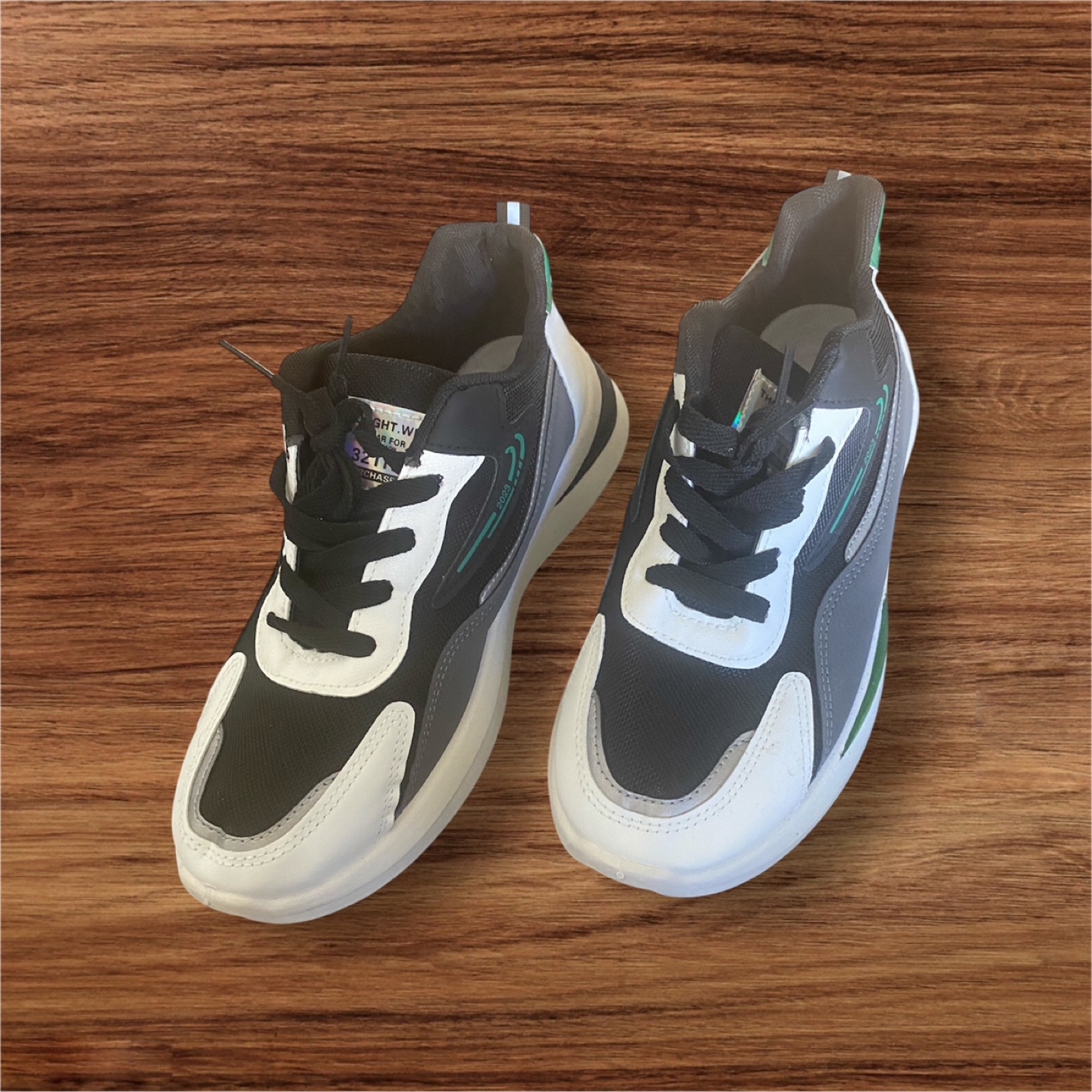 Pair of Grey and Black Sneakers - Size 8