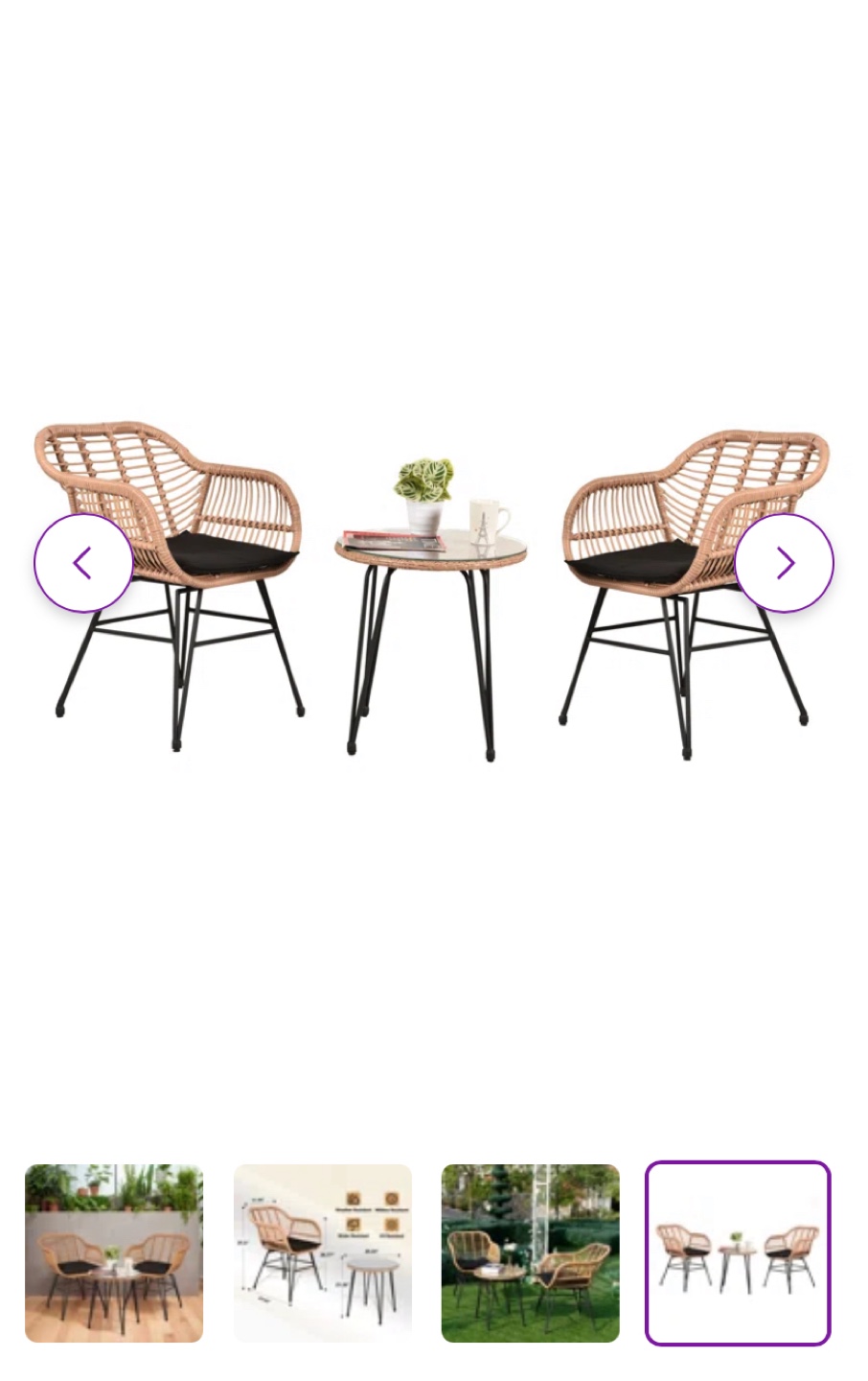 3-Piece Outdoor Patio Set Wicker - photo 3