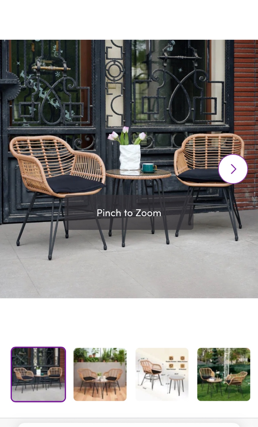 3-Piece Outdoor Patio Set Wicker