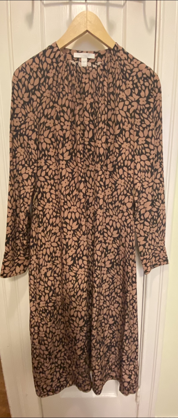 BOSS Womens Black and camel  Floral Midi Dress