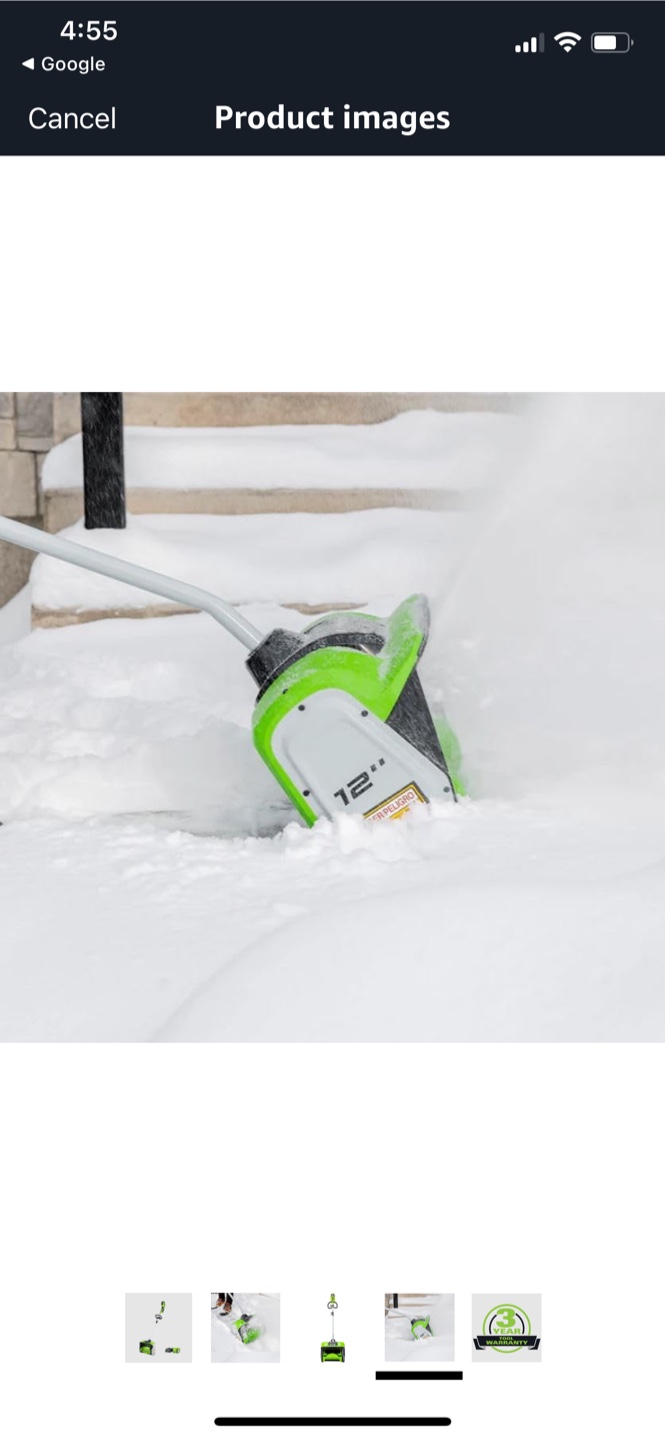 Greenworks 12" 8 Amp Electric Snow Shovel - photo 3