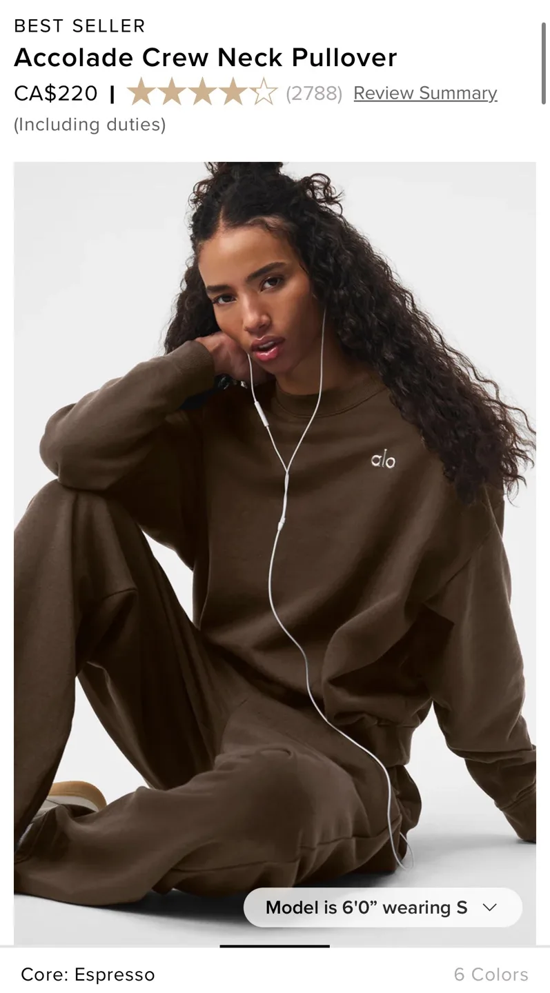 Alo Yoga Accolade Crew Neck Pullover Leggings Set - Espresso image indicator(4)