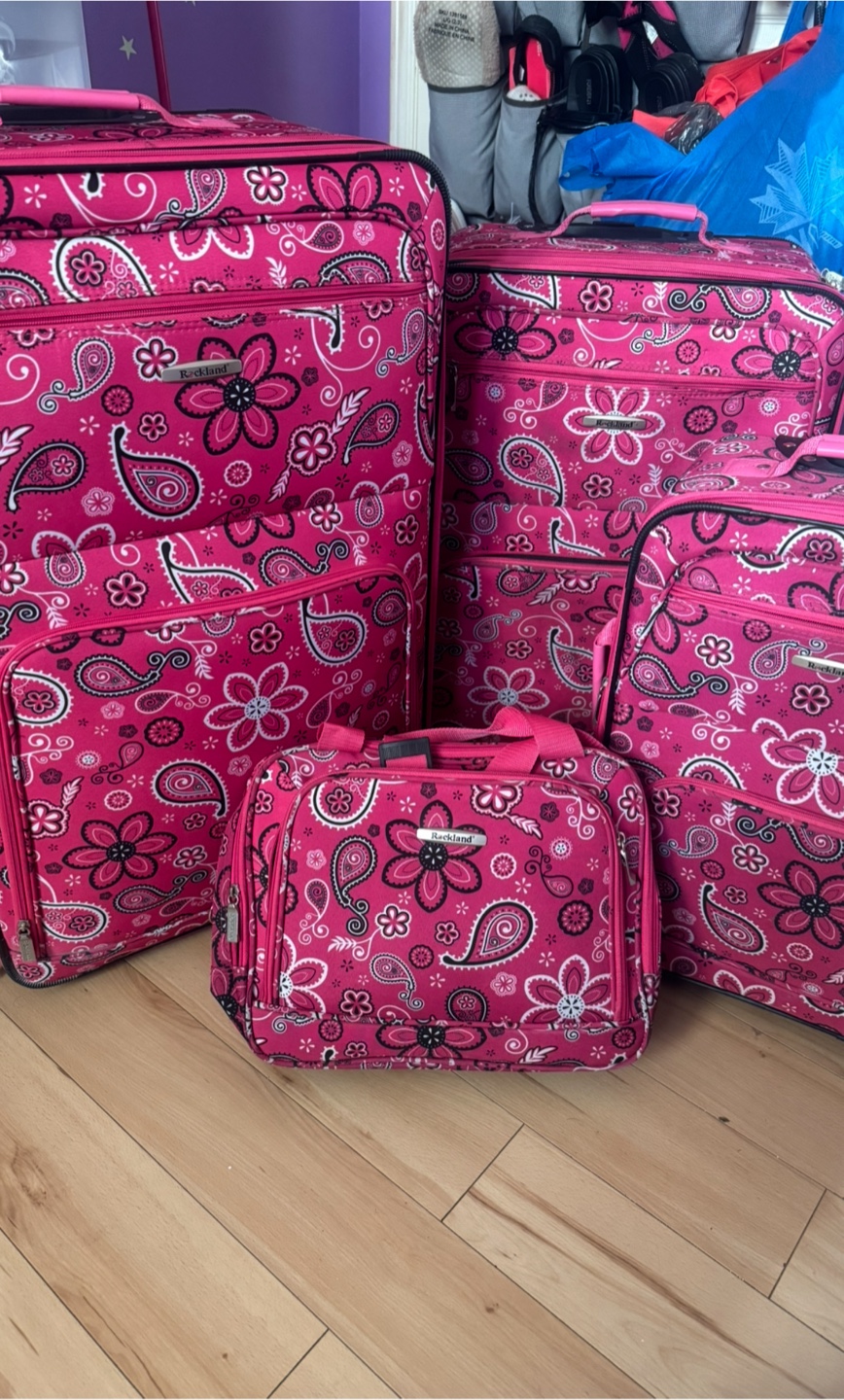 Rockland Luggage Set - 4 Piece Pink Floral