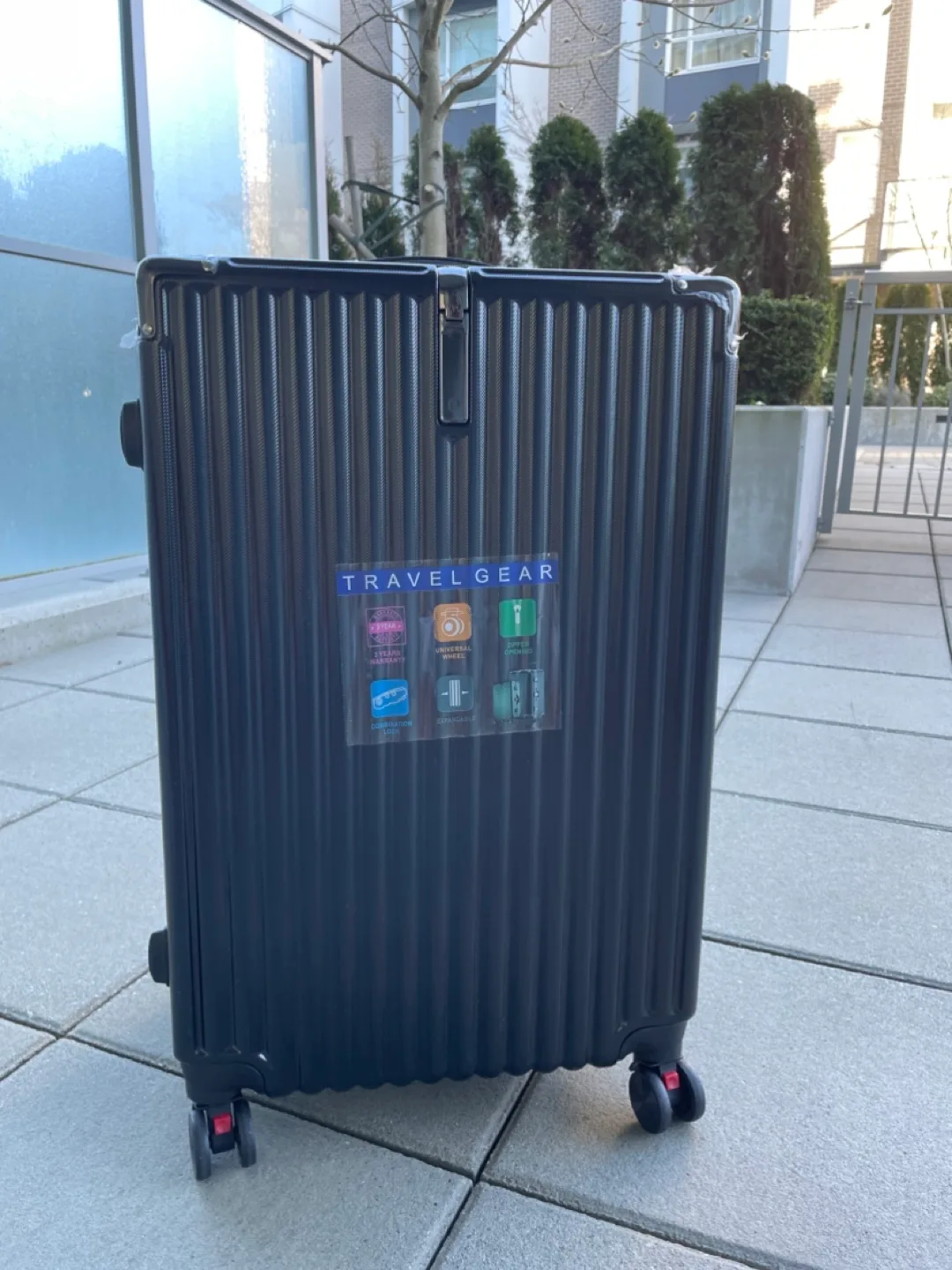 28” Checked Suitcase - Black (with free luggage belt!) thumbnail