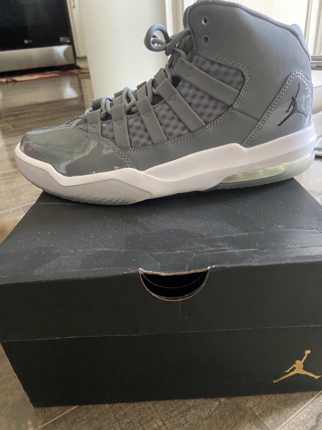 Jordan Flight 9 Mid Grey/White Men's Basketball Shoes Size 9 - photo 3