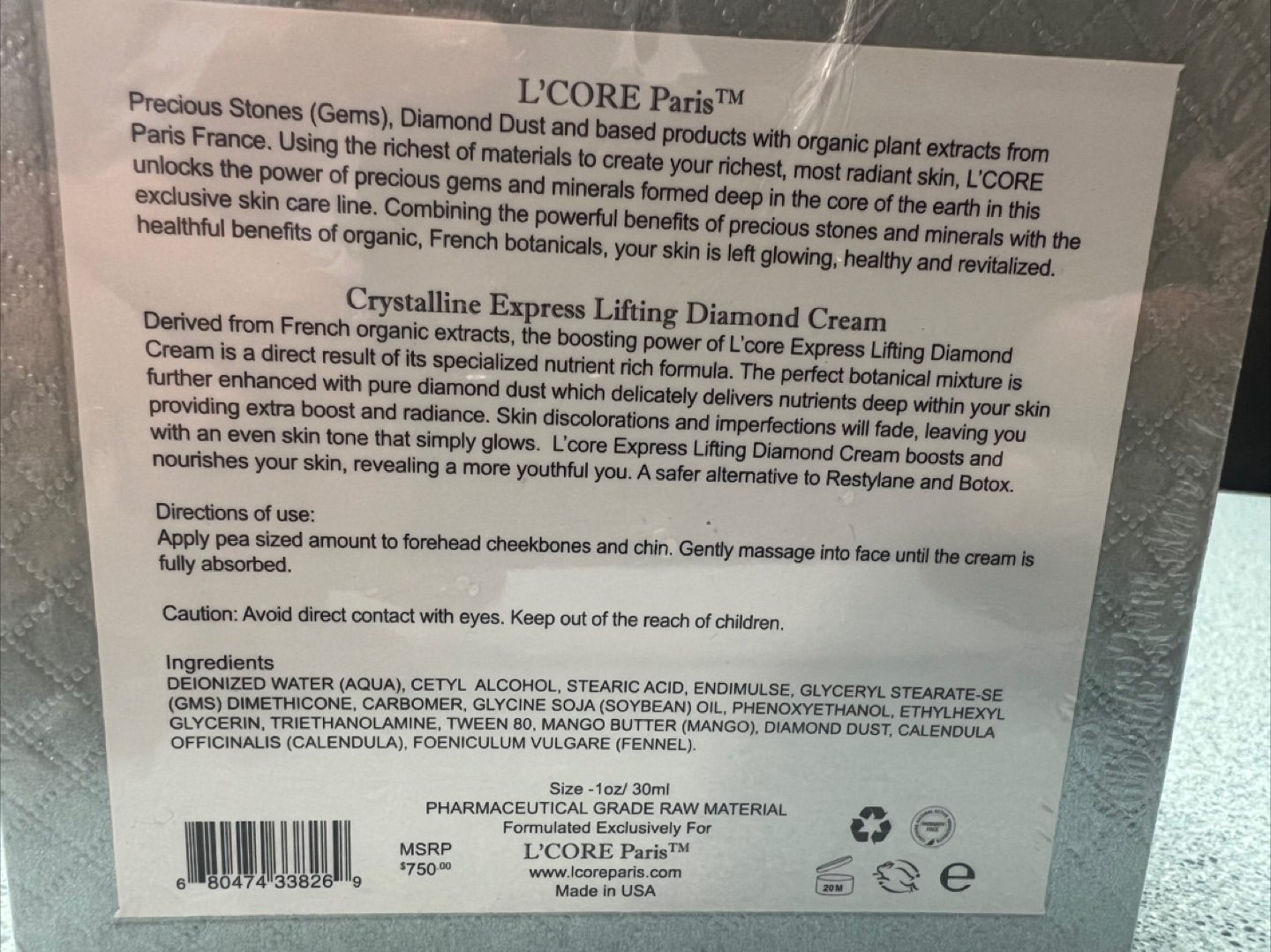 L'Core Paris Crystalline Express Lifting Diamond Cream - photo 5
