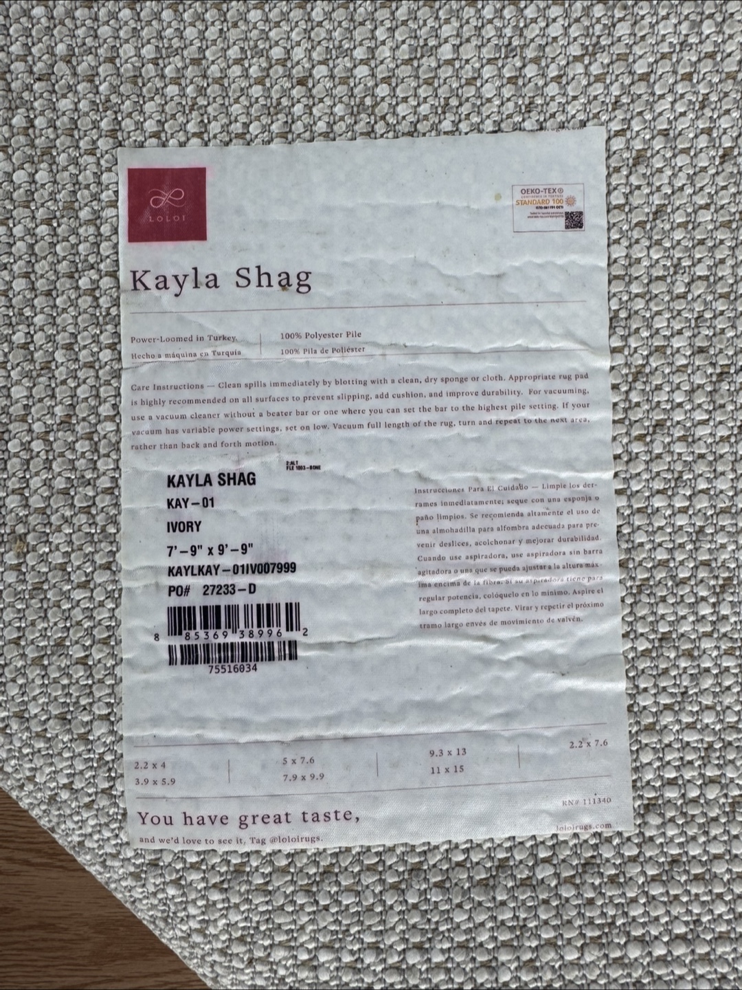 Kayla Shag Rug - Ivory   7'9" x 9'9" - photo 3