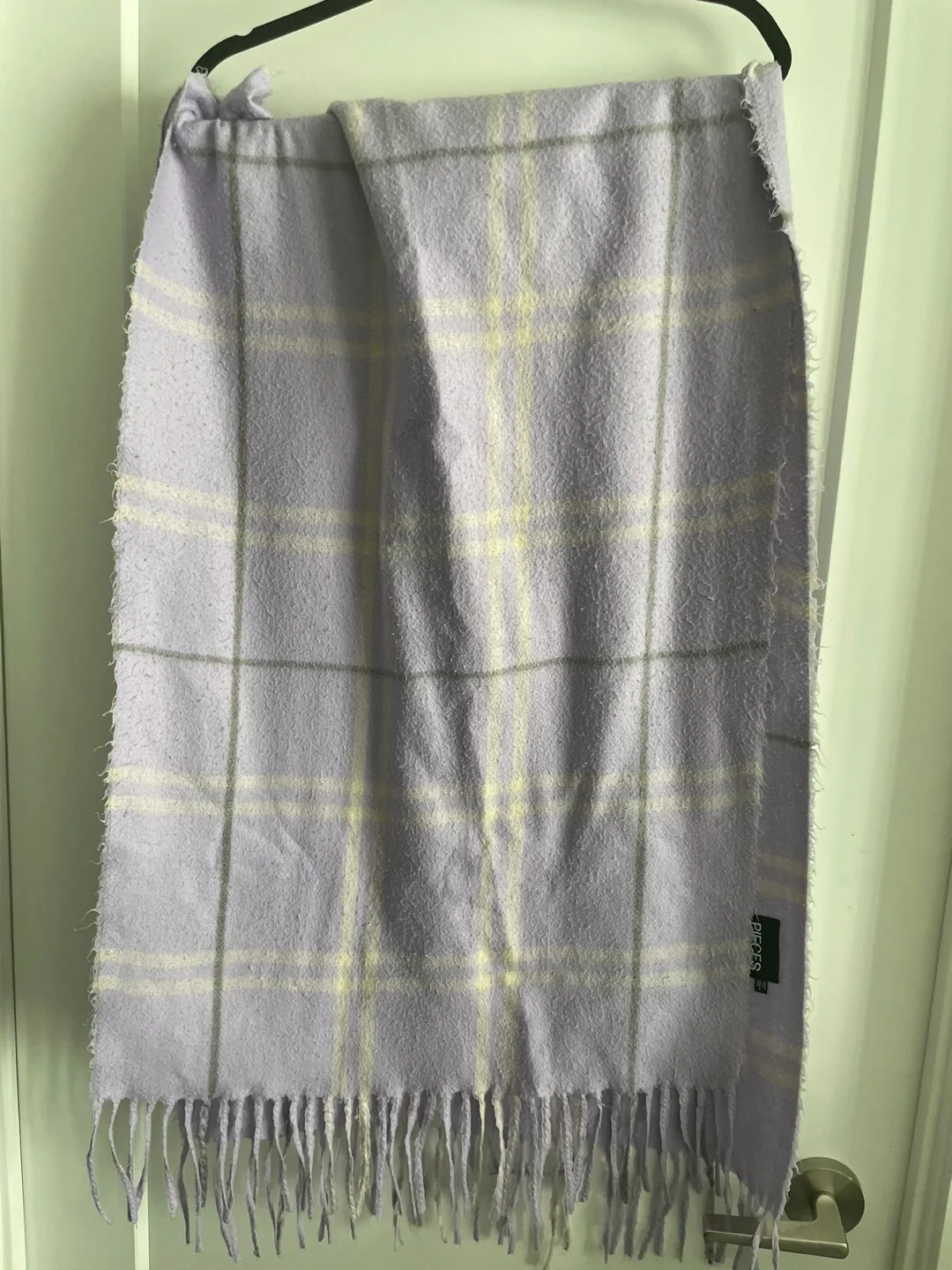 Lavender and Grey Plaid Blanket Scarf image indicator(2)