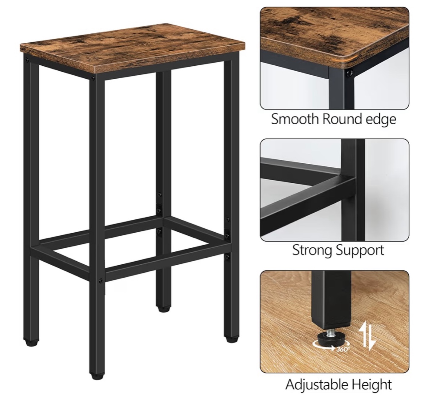 Brand New, Sealed MAHANCRIS Bar Stools, Set of 2, Rustic Brown - photo 4