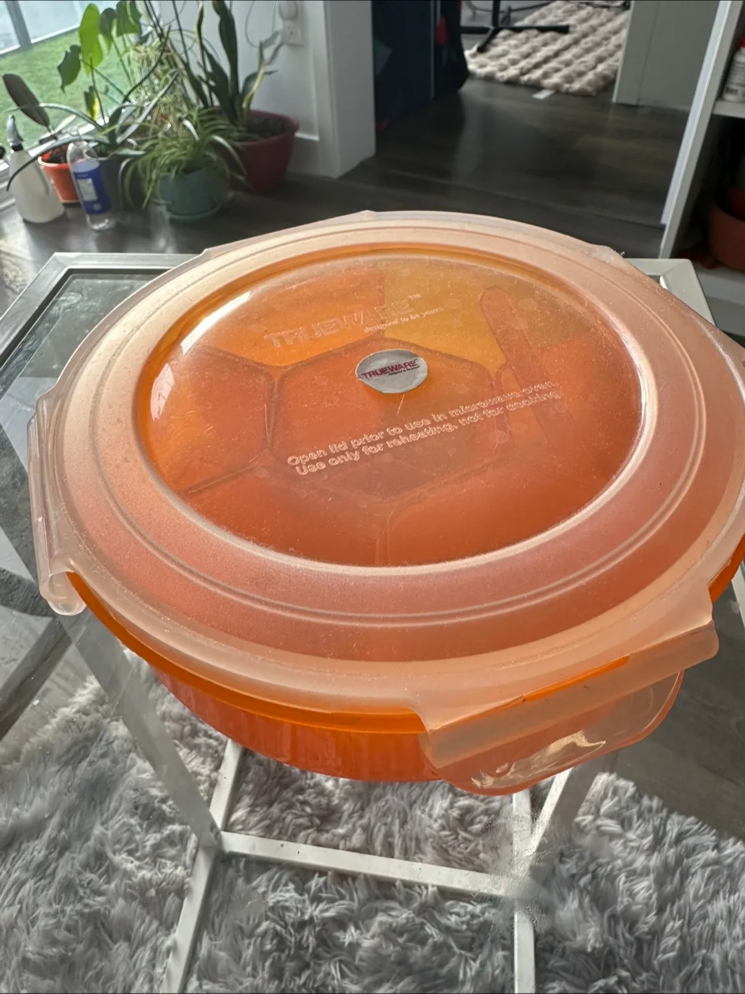 Trueware Orange Divided Food Container with Lid thumbnail