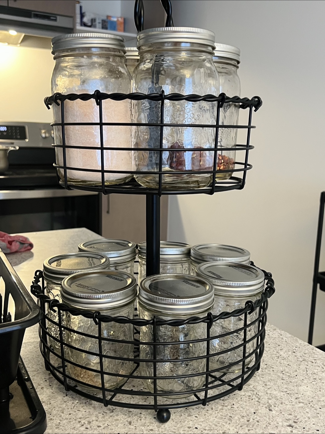Two-Tiered Spice Rack with Mason Jars glass mason jars - photo 2