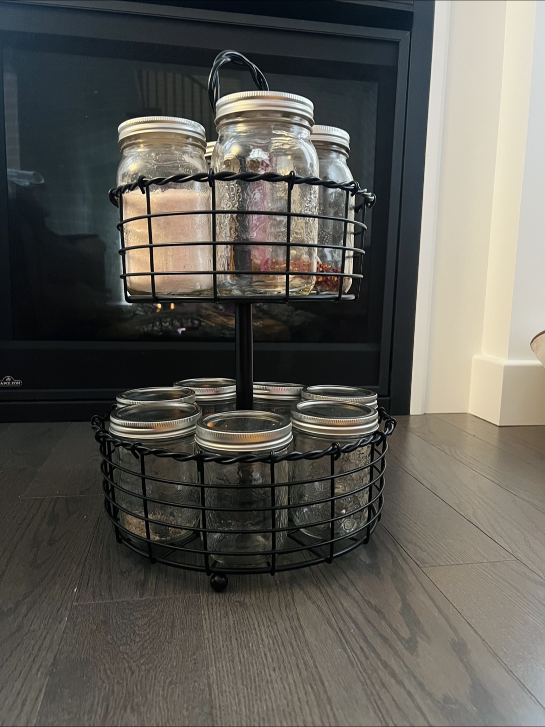 Two-Tiered Spice Rack with Mason Jars glass mason jars - photo 4