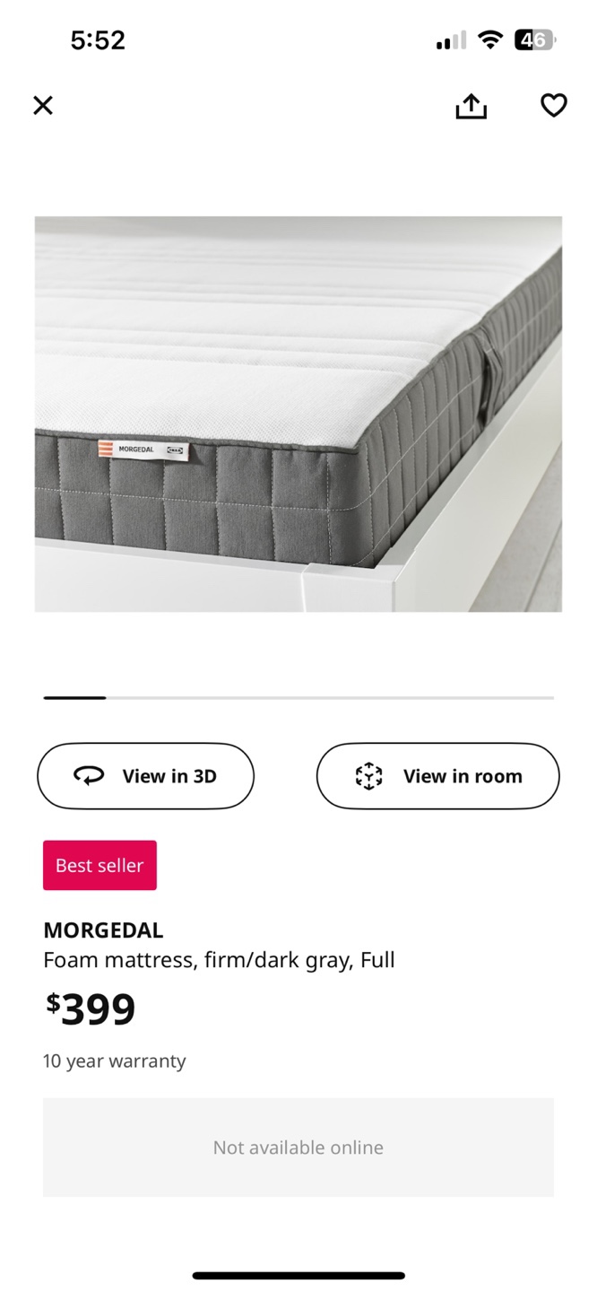 IKEA MORGEDAL Full Mattress - Firm - Dark Grey - photo 3