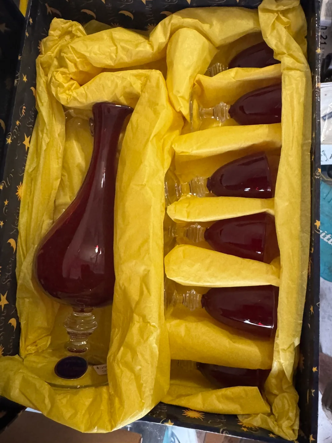 Murano Italian Ruby Red Glass Liquor Set thumbnail
