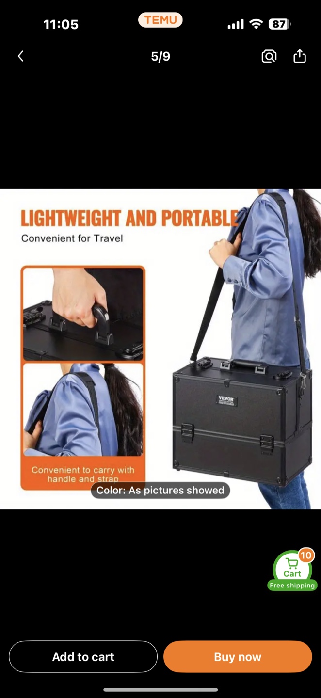 Portable Black Makeup Train Case with Adjustable Trays - photo 4