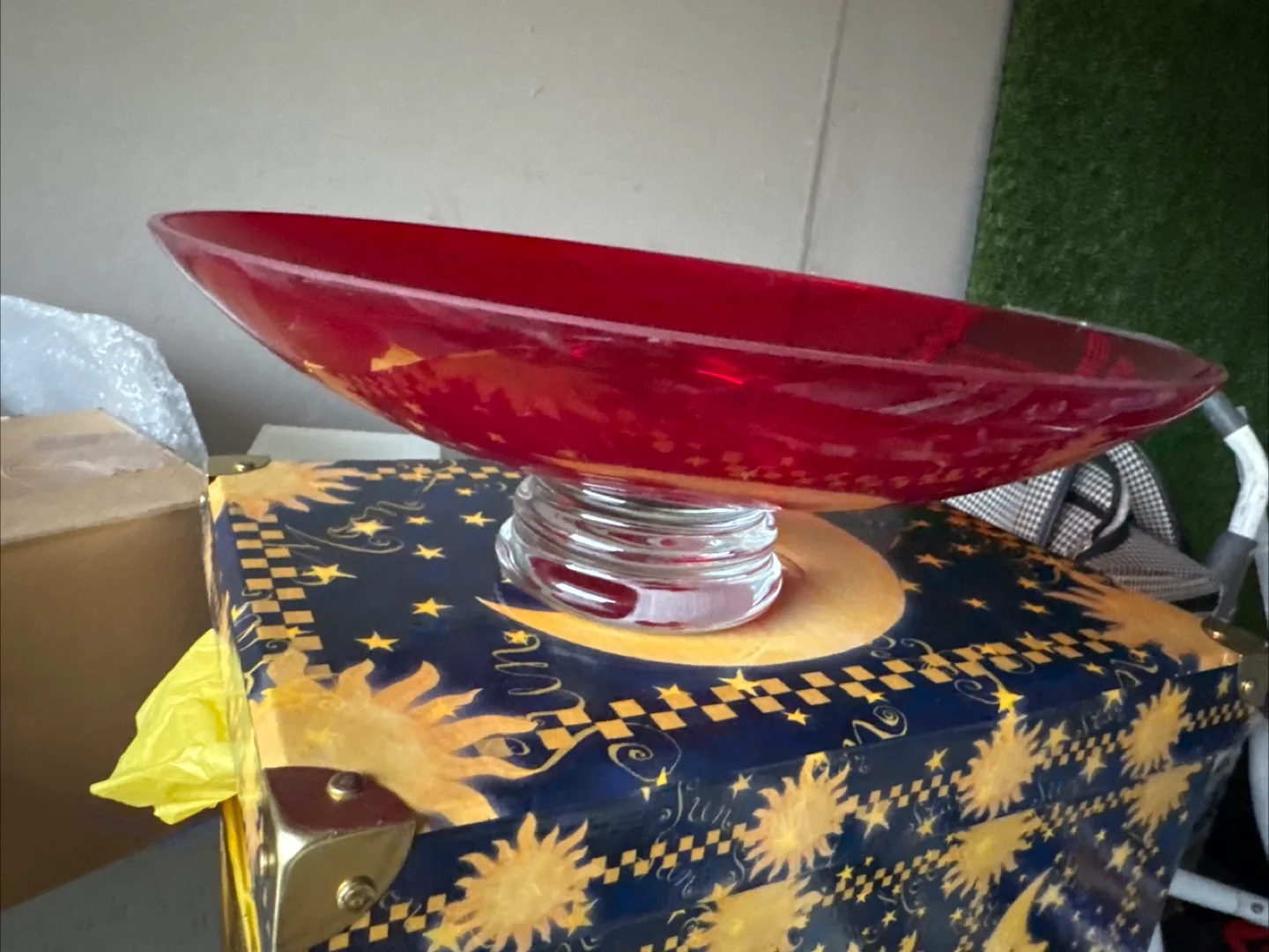 Large Red Glass Bowl thumbnail