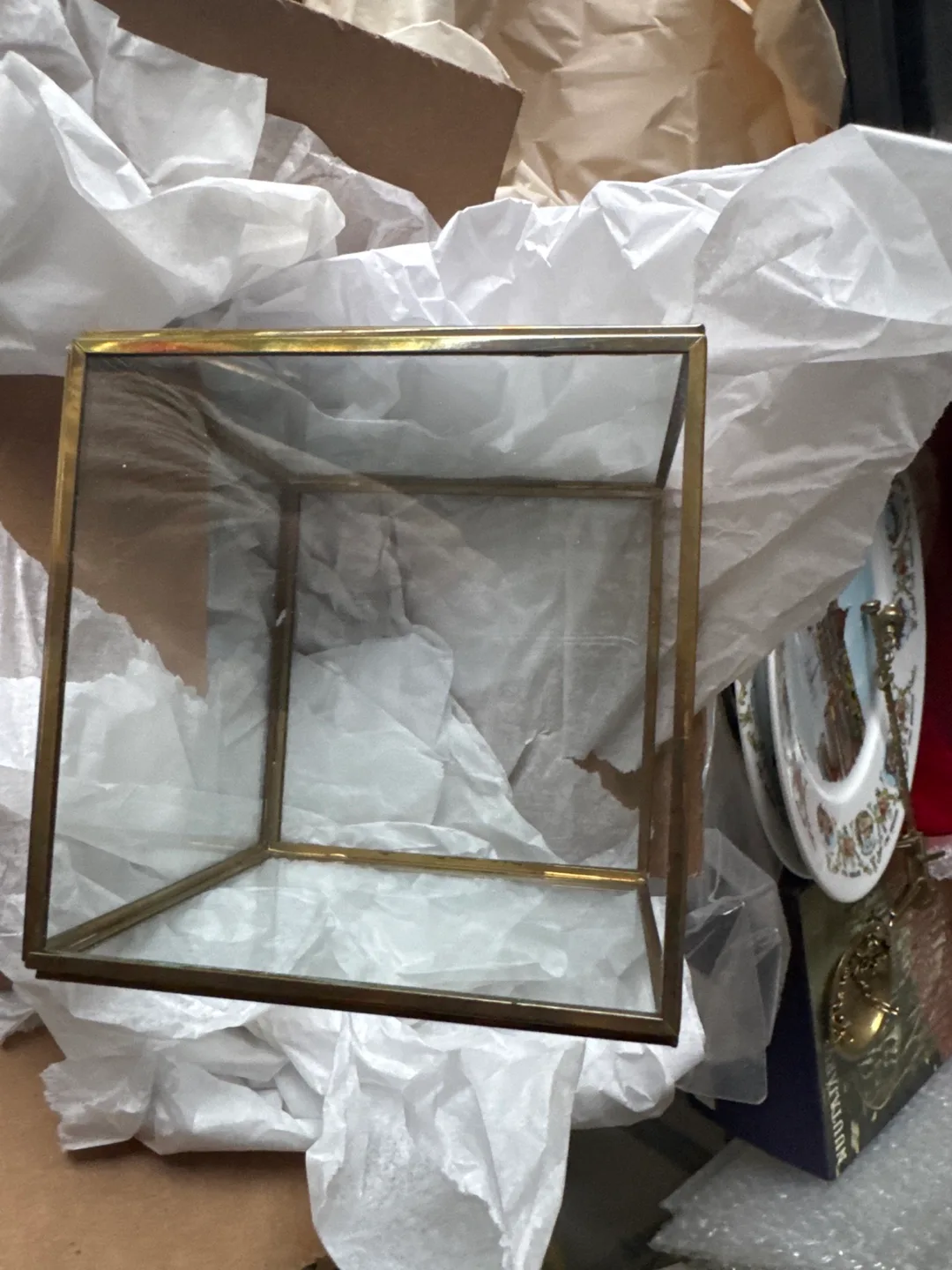 Glass and Gold Cube Display Case thumbnail