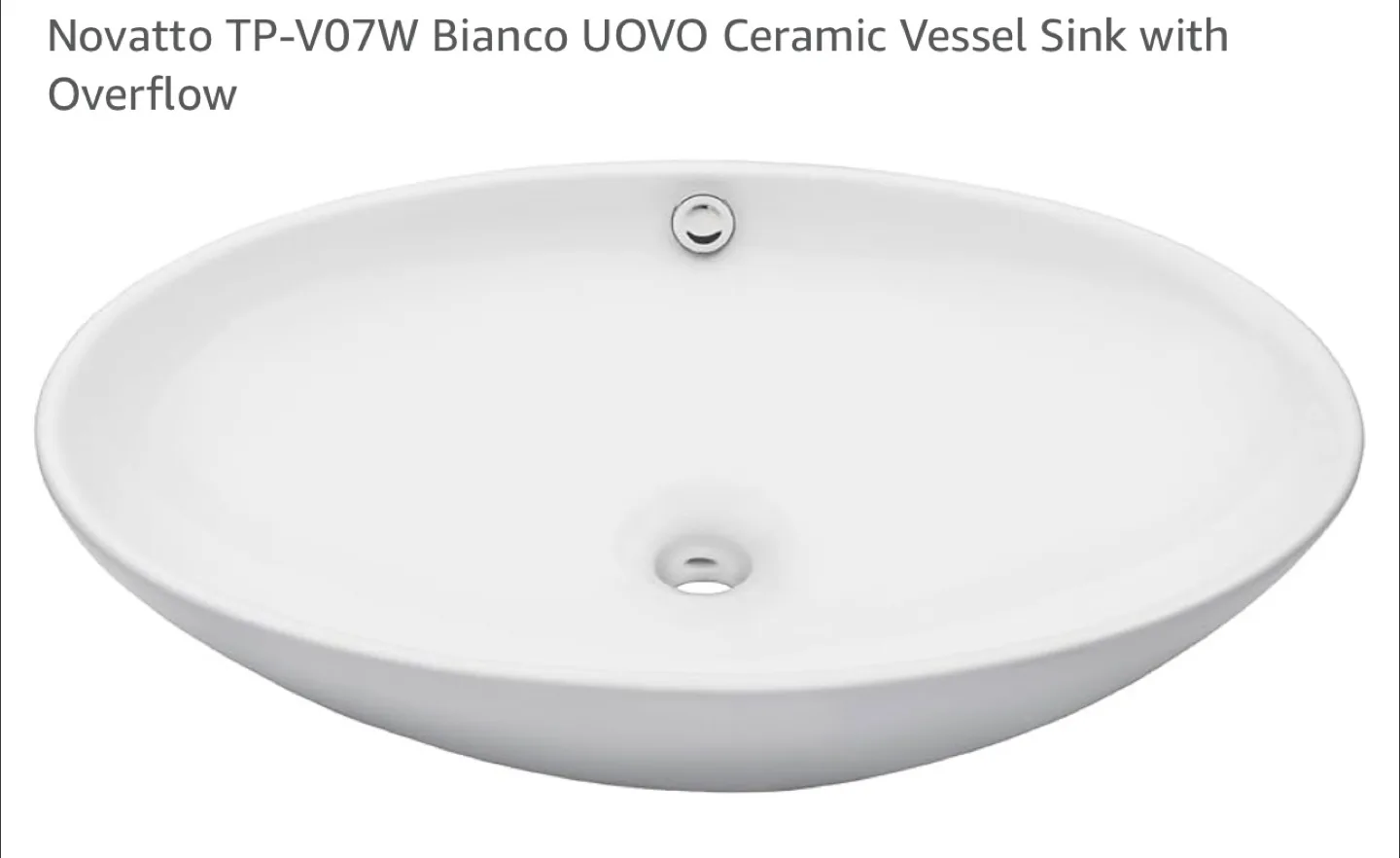 Novato TP-V07W Bianco UOVO Ceramic Vessel Sink with Overflow image indicator(3)