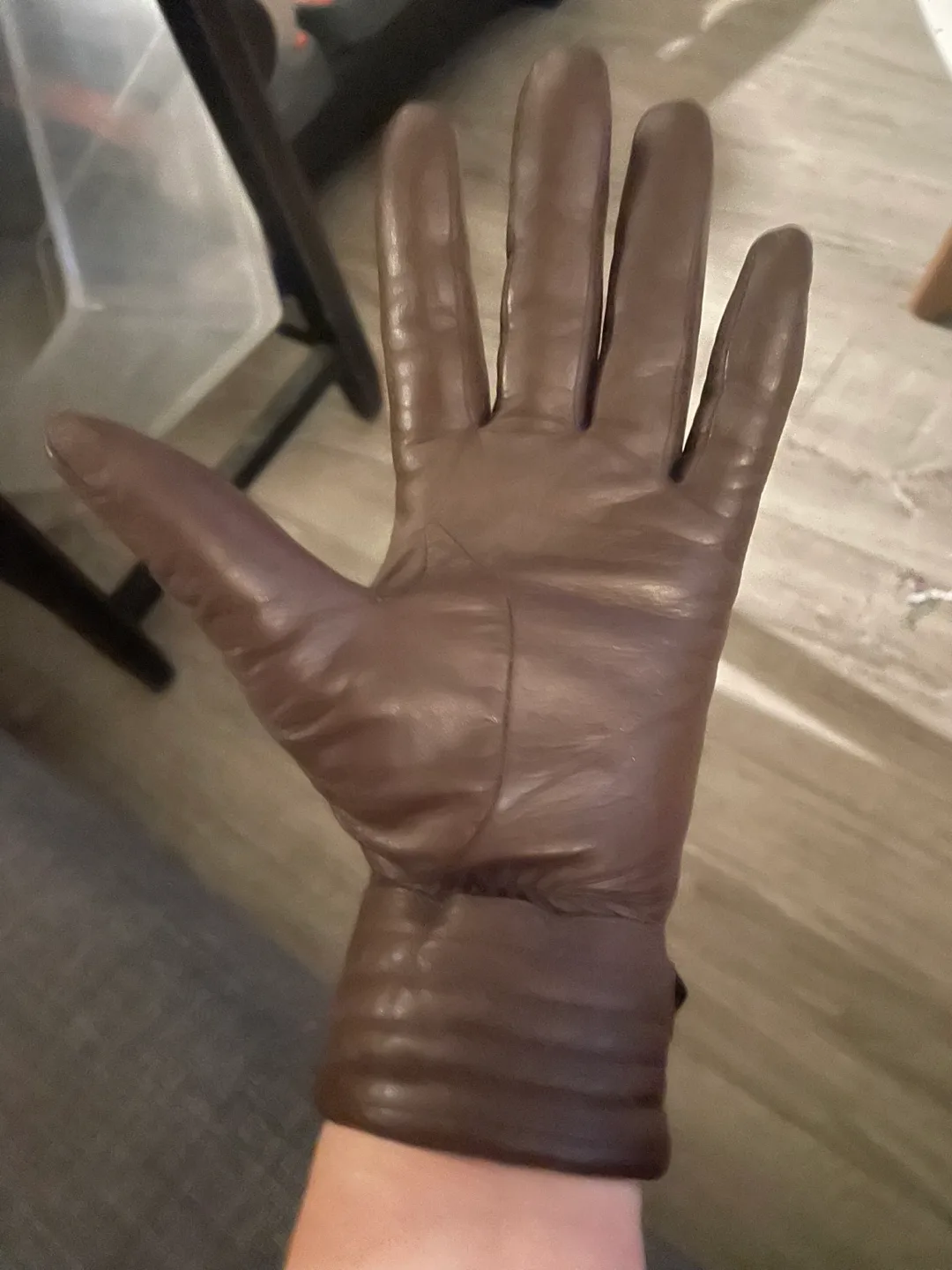 Michael Kors Brown Leather Gloves with Buckle Detail image indicator(3)