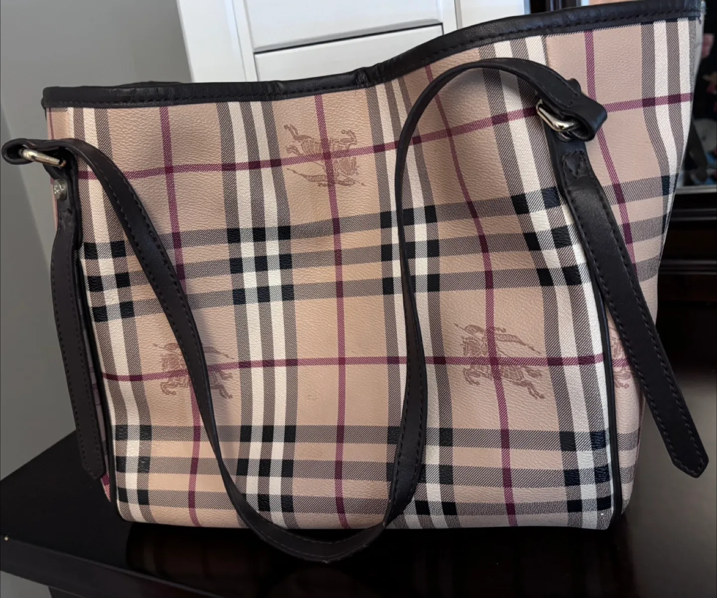 Burberry Check Pattern Handbag and Cosmetic Pouch Set thumbnail