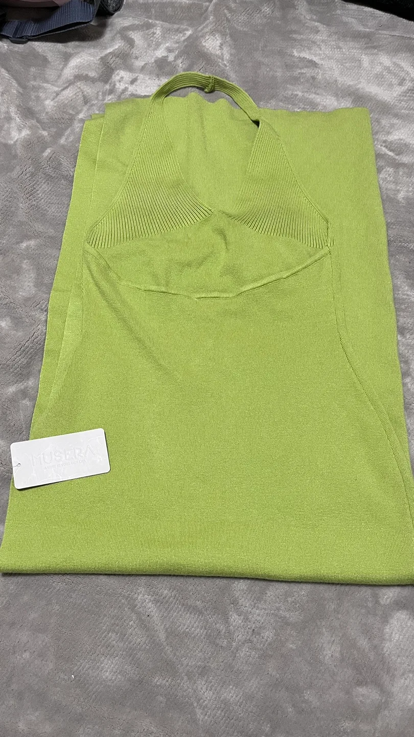 Lime Green Knit Halter Midi Dress image indicator(6)
