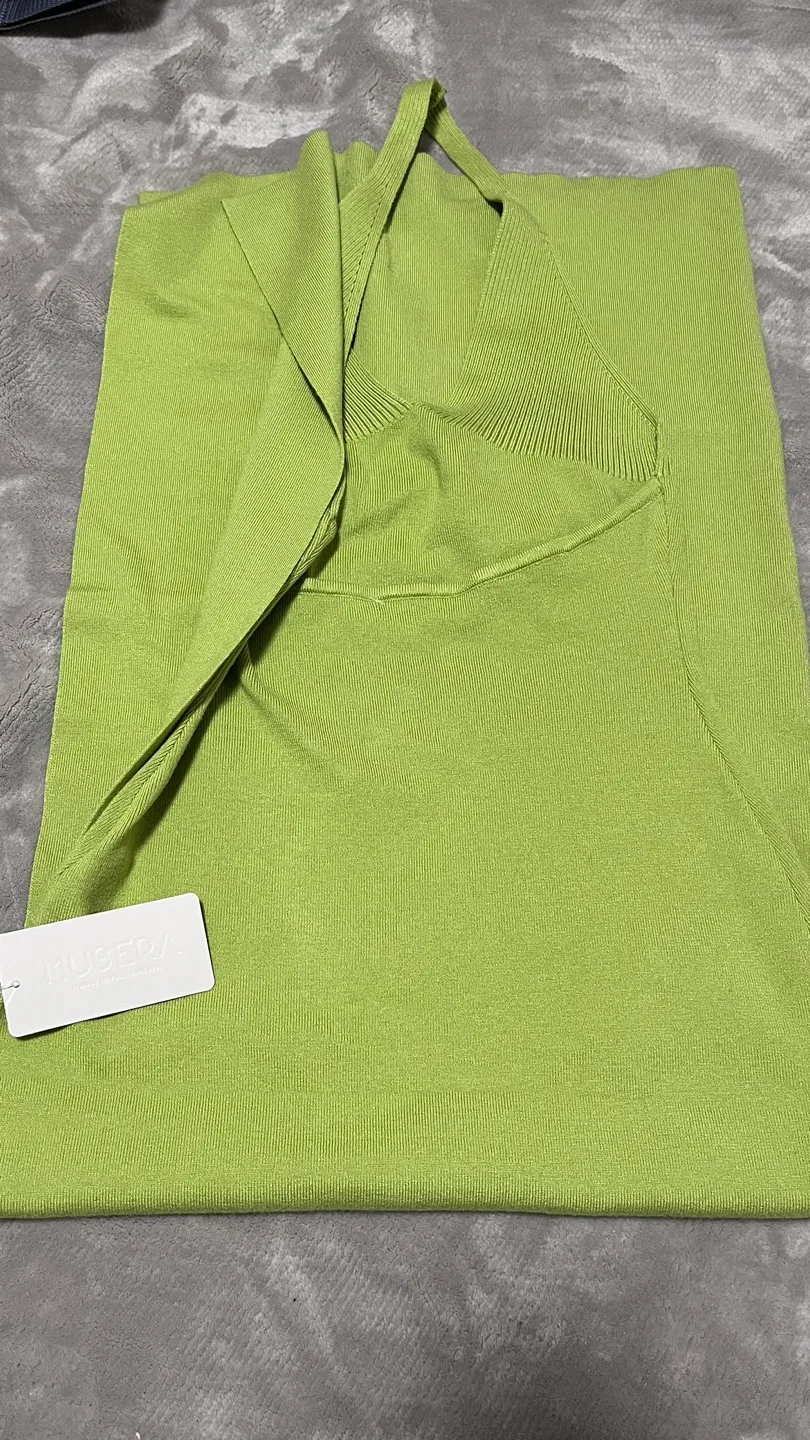 Lime Green Knit Halter Midi Dress image indicator(5)