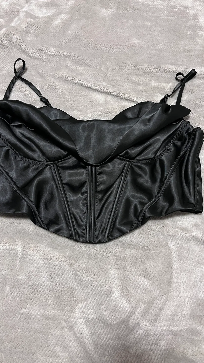 Black Satin Corset Top image indicator(2)