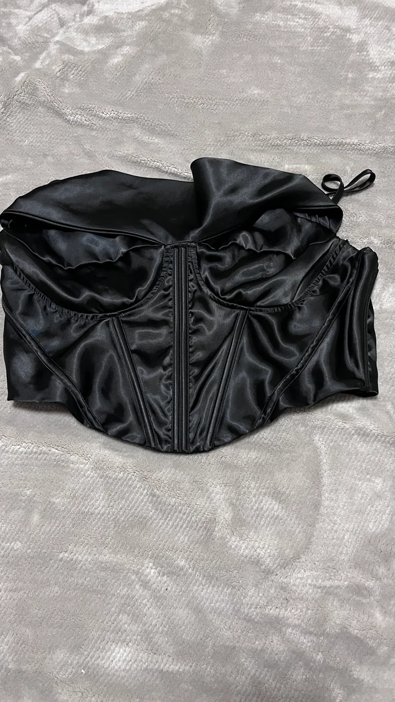 Black Satin Corset Top image indicator(3)