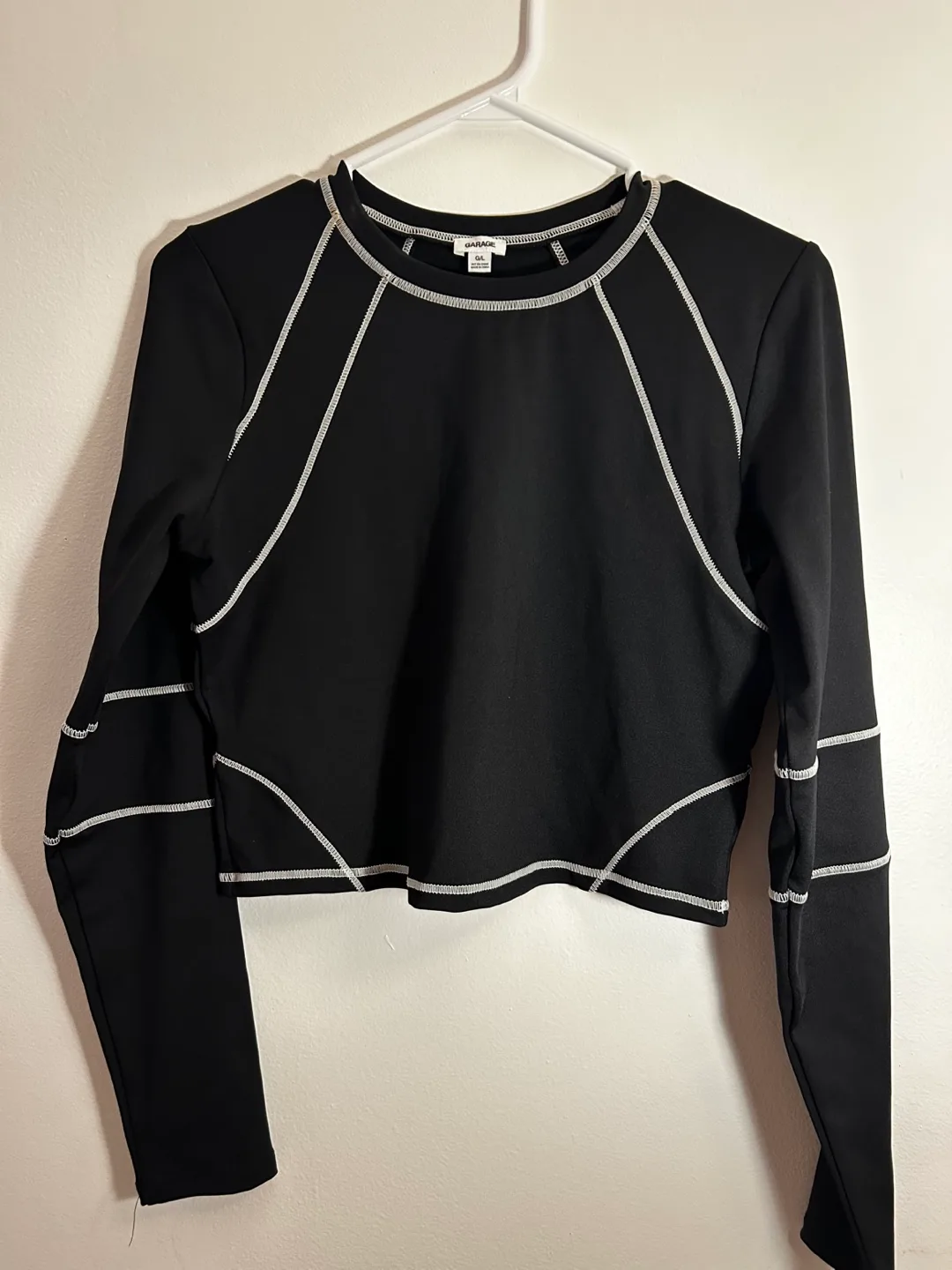 Garage Black Long Sleeve Cropped Top thumbnail