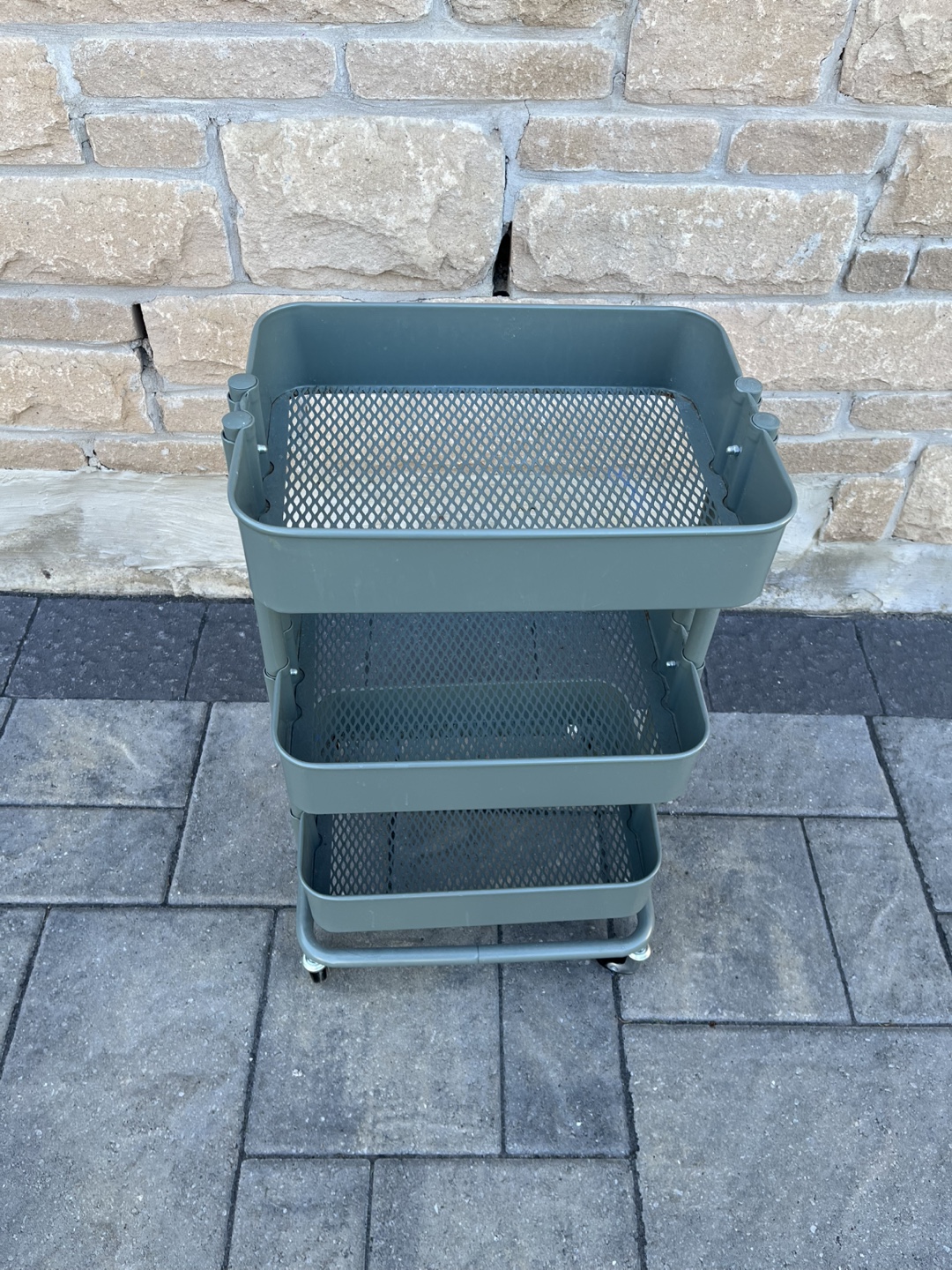 Three-Tier Rolling Cart - Sage Green - photo 2